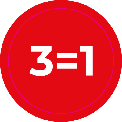 Actiesticker Rood - 3=1 (OFMASR02-3-1)