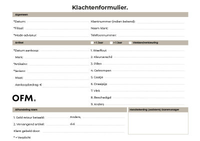 Klachtenformulier (OFMKLACHT)
